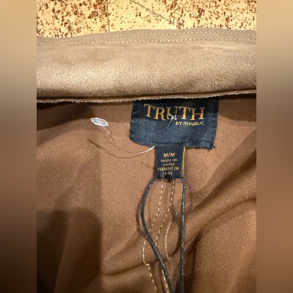 New Truth By Republic Elegant Tan Faux Suede Trench Coat Women's Size Medium - Picture 12 of 16